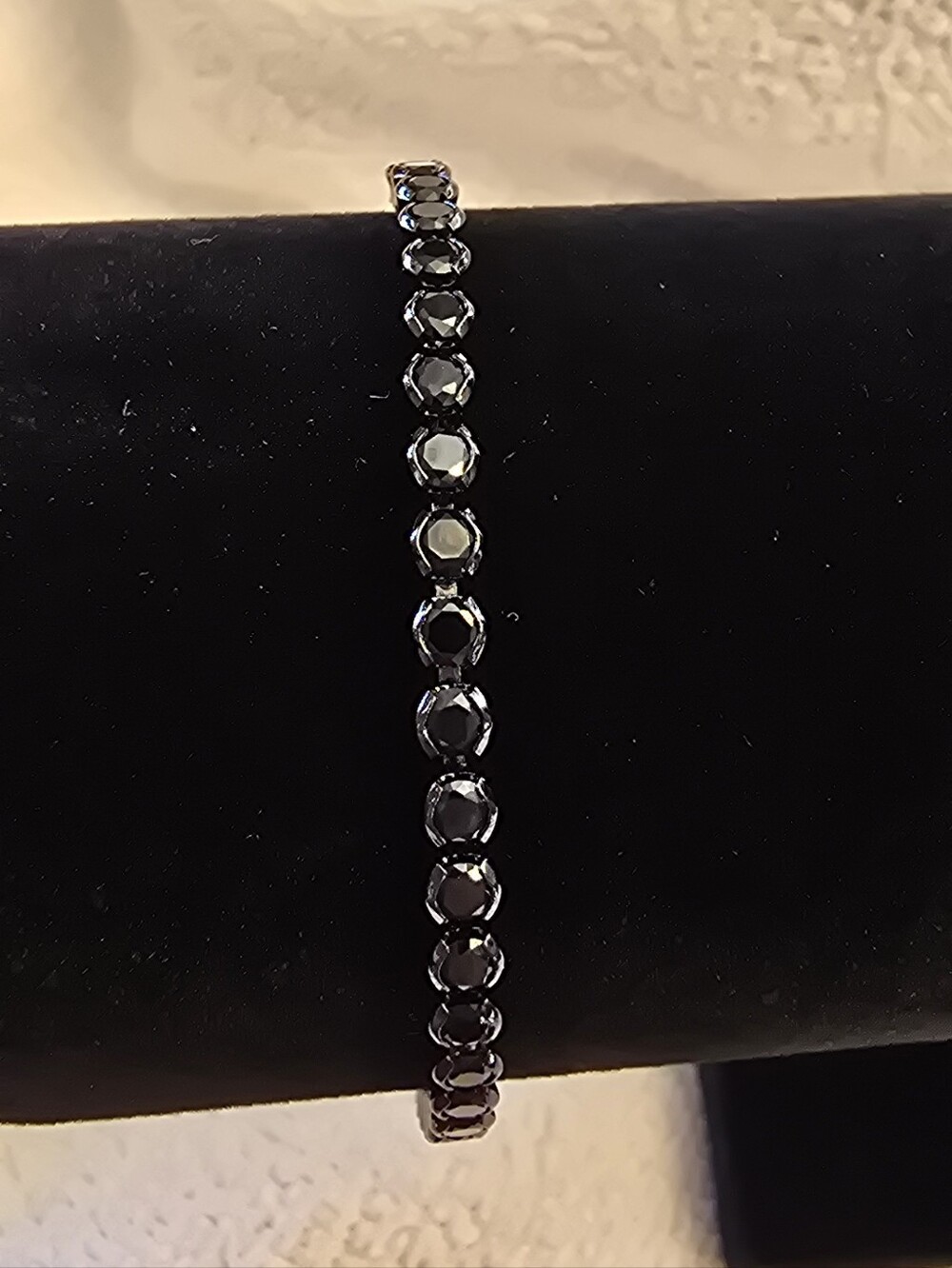 Black Faceted Crystal Tennis Bracelet - Swarovski